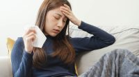 Sick,,Influenza,Asian,Young,Woman,,Girl,Headache,Have,A,Fever,