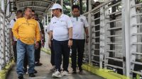 Gubernur DKI Jakarta Pramono Anung meninjau Jembatan Penyeberangan Orang (JPO) Rasuna Said